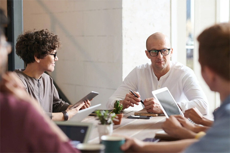 Employees in a meeting